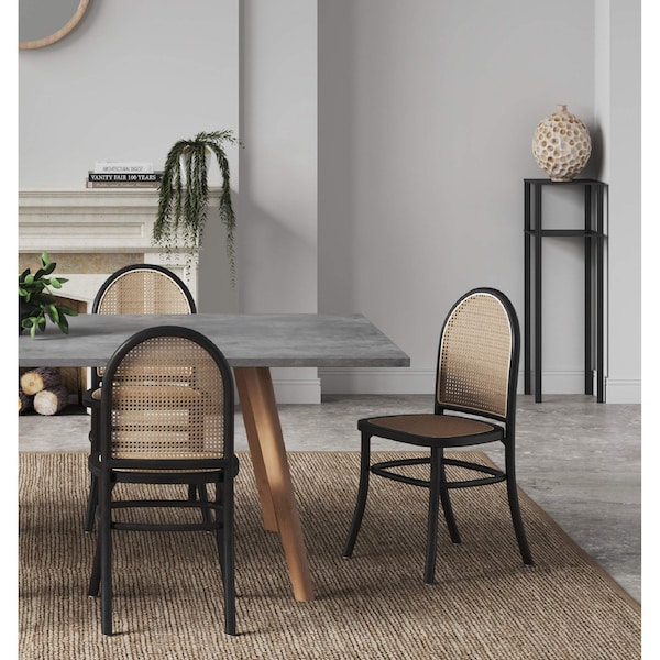 Paragon Dining Chair 2.0 In Black And Cane, Set Of 2